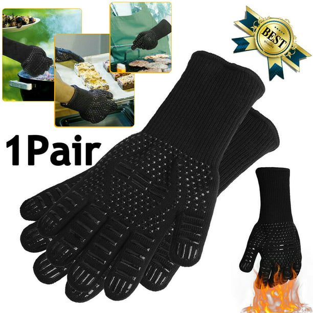 932°F Silicone Extreme Heat Resistant Cooking Oven Mitt BBQ Grilling Fire Gloves